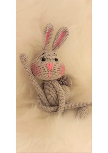 Şaşkın Gri Tavşan Perde Tutucu Amigurumi Organik Oyuncak modelleri