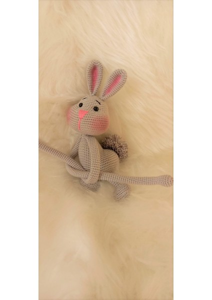 Şaşkın Gri Tavşan Perde Tutucu Amigurumi Organik Oyuncak fırsatları