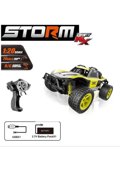 Uzaktan Kumandalı Full Fonksiyon 2.4ghz Şarjlı 1:20 Storm Drift Araba