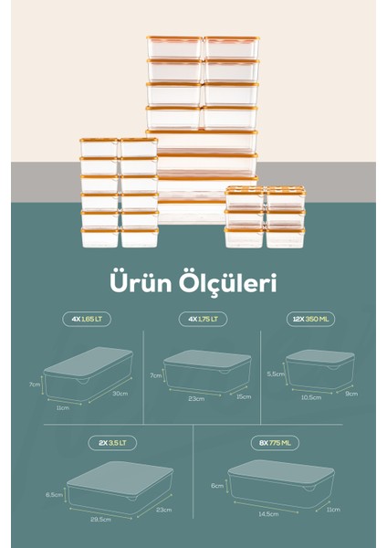 30LU Buzdolabı Düzenleyici Organizer Mikrodalgaya Uygun Difriz Saklama Kabı Turuncu
