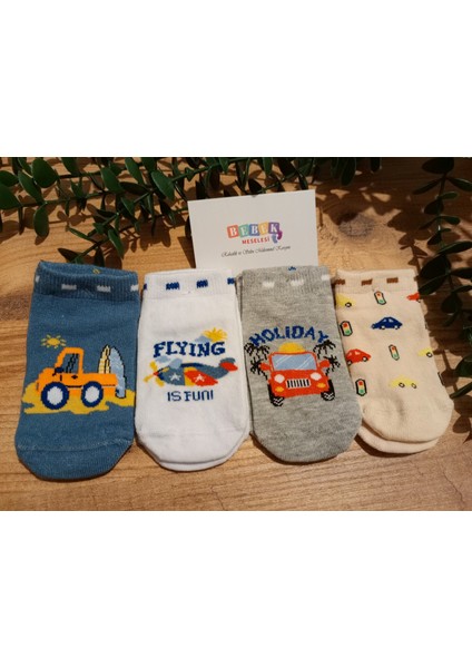4'lü Mydad Desen Erkek Bebe Patik Çorap
