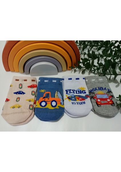 4'lü Mydad Desen Erkek Bebe Patik Çorap