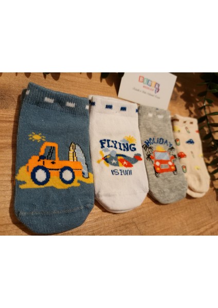 4'lü Mydad Desen Erkek Bebe Patik Çorap