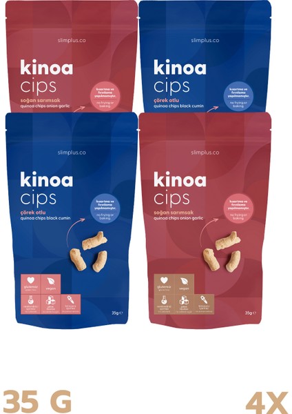 Glutensiz Vegan Yağsız Kinoa Cips Mix Paket 4 Paket 35 gr