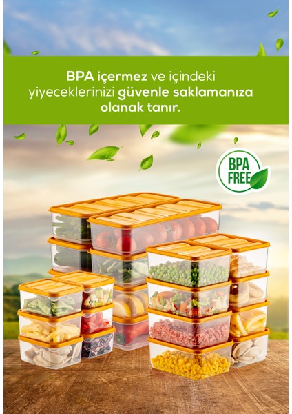 20LI Buzdolabı Düzenleyici Organizer Mikrodalgaya Uygun Difriz Saklama Kabı Turuncu fiyatları