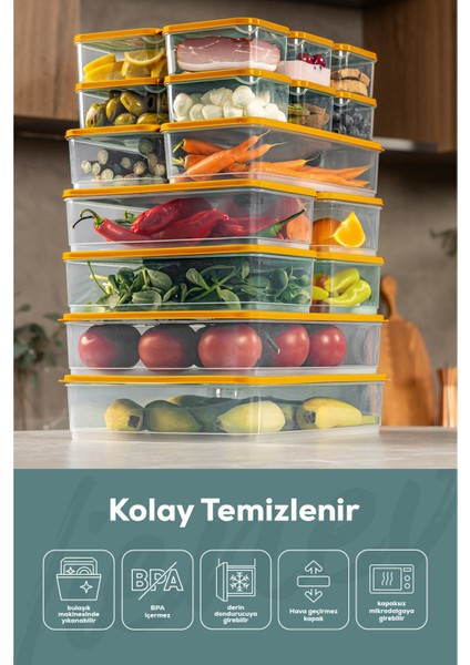 20LI Buzdolabı Düzenleyici Organizer Mikrodalgaya Uygun Difriz Saklama Kabı Turuncu fırsatları