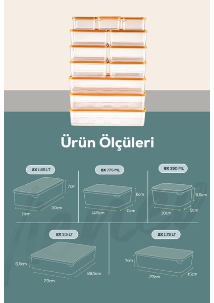 20LI Buzdolabı Düzenleyici Organizer Mikrodalgaya Uygun Difriz Saklama Kabı Turuncu indirimleri