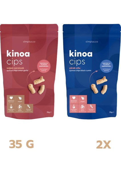 Glutensiz Vegan Yağsız Kinoa Cips Mix Paket 2 Paket 35 gr