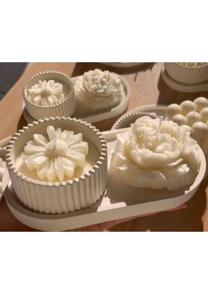 3'lü Şakayık Set Dekoratif Mum