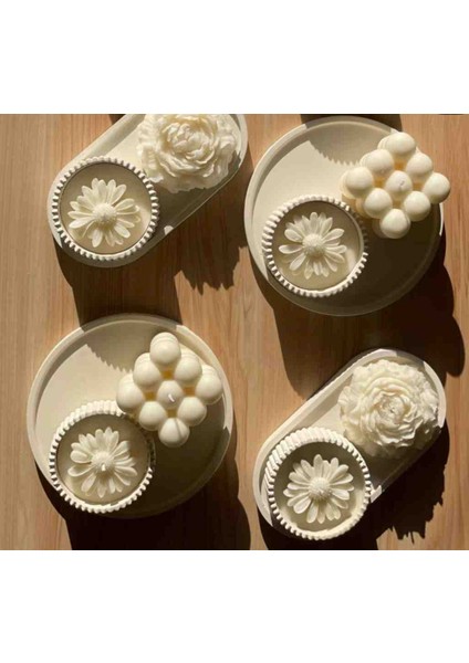 3'lü Şakayık Set Dekoratif Mum