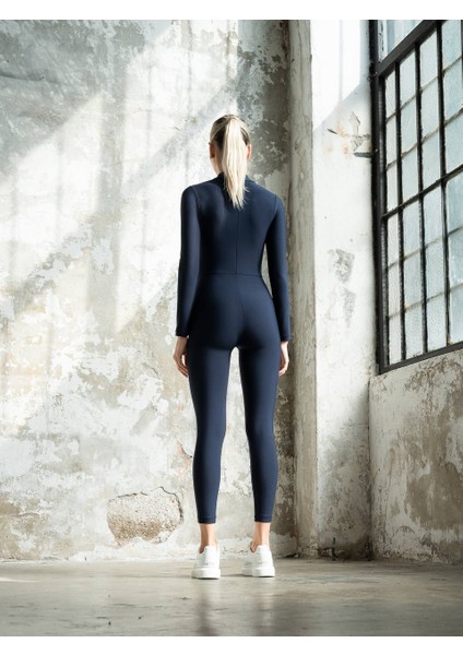 Lacivert Uzun Kollu Spor Tayt Tulum fırsatları