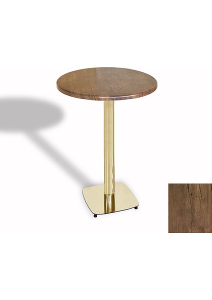 Tokyo Bistro Werzalit Masa Yuvarlak 70 cm (Gold) - Rustic Dark