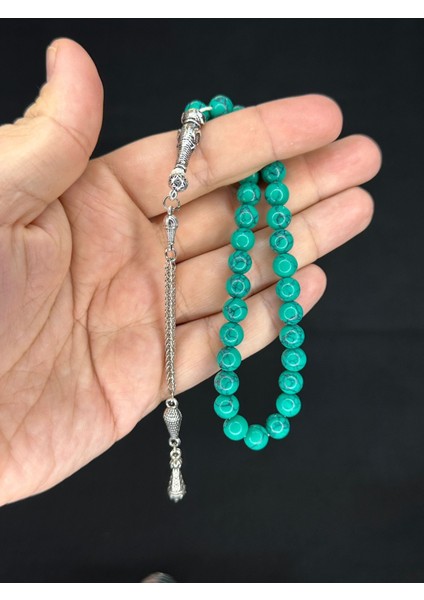 Koyu Yeşil Renk Havlit Taşı Doğaltaş Tesbih Küre Kesim T-494 fiyatları