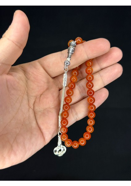 Turuncu Renk Akik Taşı Doğaltaş Tesbih Küre Kesim T-492 modelleri