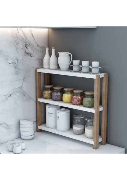 Simge Beyaz 3 Katlı Ahşap Banyo Rafı - Çok Amaçlı Dekoratif Mutfak Rafı Organizer Çiçeklik/Saksılık - Demonte ve Kolay Montaj modelleri