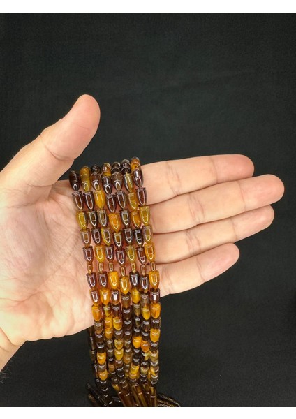 Mermi Kesim Kahverengi Renk Plastik Tesbih 7 adet Set T-484-7