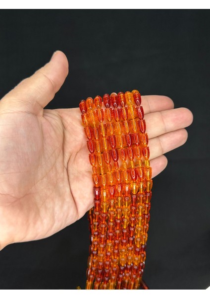 Mermi Kesim Turuncu Renk Plastik Tesbih 8 adet Set T-480-8