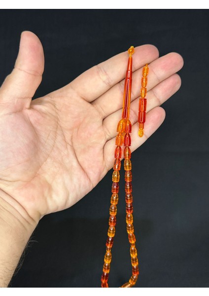 Mermi Kesim Turuncu Renk Plastik Tesbih 8 adet Set T-480-8