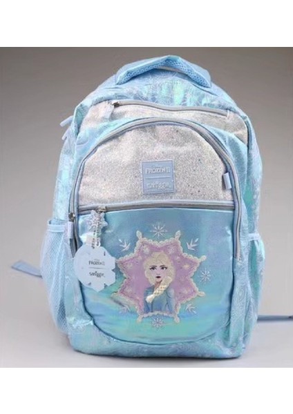 Smiggle Elsa Gümüş Simli Lilamsı Mavi Sırt Okul Çantası