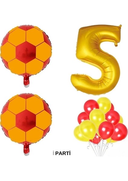 Parti Uzmanı 5 Yaş Galatasaray Temalı Doğum Günü Parti Seti Yaş Balonu Sarı Kırmızı Balon Galatasaray Set