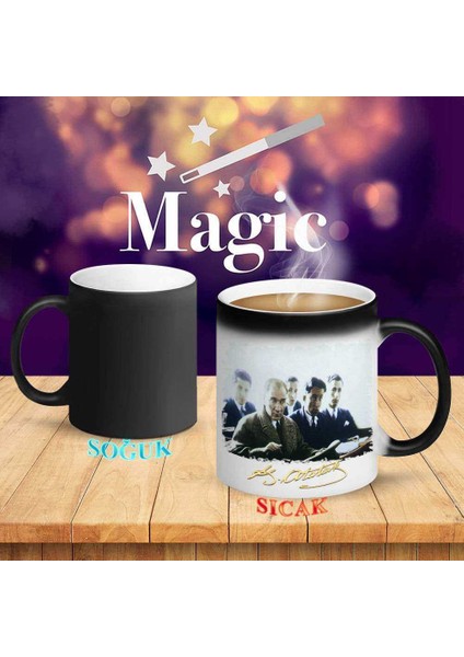 İstanbul Üniversitesinde Öğrencilerle Mustafa Kemal Atatürk Sihirli Kupa Bardak-r117