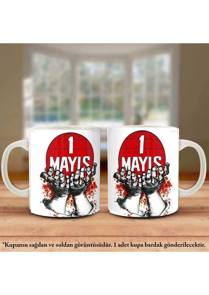 Çift Yön Renkli Baskılı 1 Mayıs Emek ve Dayanışma Günü Bayramı Kupa Bardak