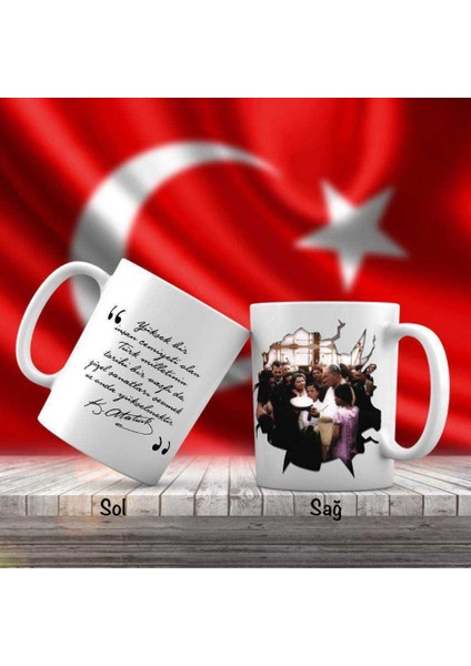 Sivil Mustafa Kemal Atatürk Halkıyla Beraber - Atatürk'ün Sözleri -Kupa Bardak