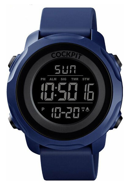 Mavi Silikon Dijital Erkek Kol Saati 5 Atm Su Geçirmez