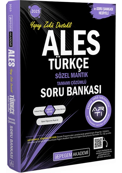 Pegem Akademi Yayıncılık Pegem Akademi 2025 ALES Türkçe Sözel Mantık Tamamı Çözümlü Soru Bankası