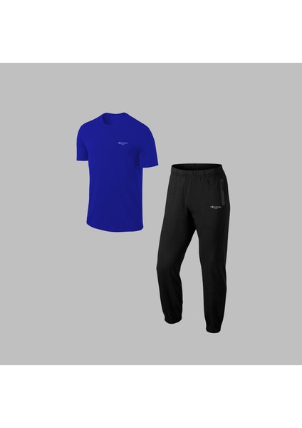 Erkek Mavi Özel Supra Penye Kumaş Rahat Kesim Fit Tshirt-Eşofman Takımı (S-3xl)