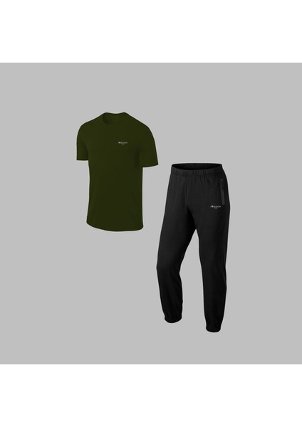 Büyük Beden Erkek Haki Özel Supra Penye Nefes Alabilir Kumaş Alt Rahat Tshirt-Eşofman Yürüyüş Tshirt-Eşofman Takımı (4xl- 10XL)