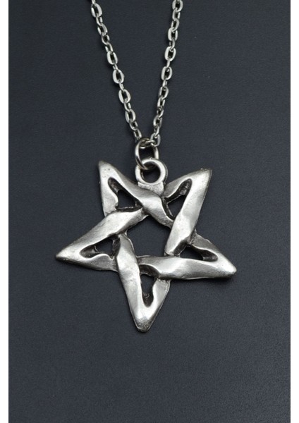 Pentagram Gümüş Kaplama Unisex Düz Zincir Kolye kod 783 fiyatları
