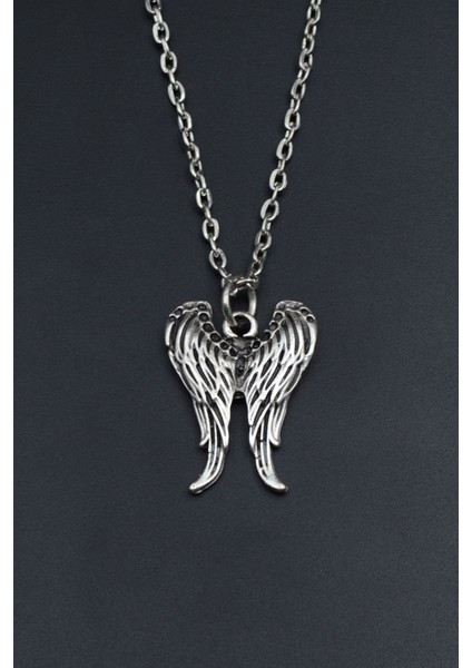 Melek Kanatlı Gümüş Kaplama Unisex Düz Zincir Kolye kod 822 fiyatları
