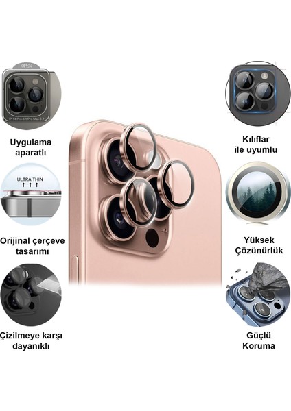 Apple iPhone 16 Pro Max Safir Metal Kamera Lens Koruyucu fiyatları