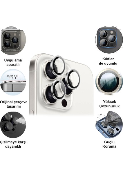 Apple iPhone 16 Pro Max Safir Metal Kamera Lens Koruyucu fiyatları