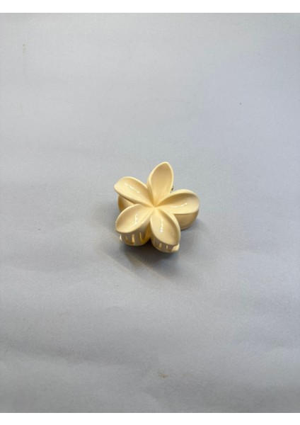 Tekli, Krem Renk 5 cm Lotus Çiçeği Mandal Toka