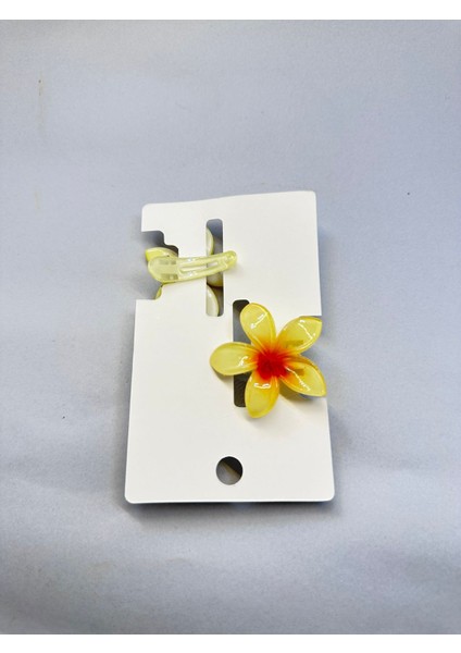 Çiftli, Renkli Yandan Mandallı 4 cm Lotus Çiçeği Toka Kadın/kız/çocuk