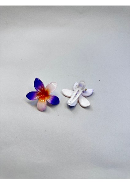 Çiftli, Renkli Yandan Mandallı 4 cm Lotus Çiçeği Toka Kadın/kız/çocuk