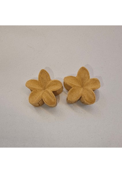 2li Bej Renk Kadife 3 cm Lotus Çiçeği Mandal Toka