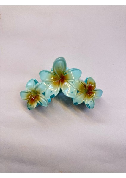 1 Adet 3lü Turkuaz Renk 12 cm Lotus Çiçeği Toka