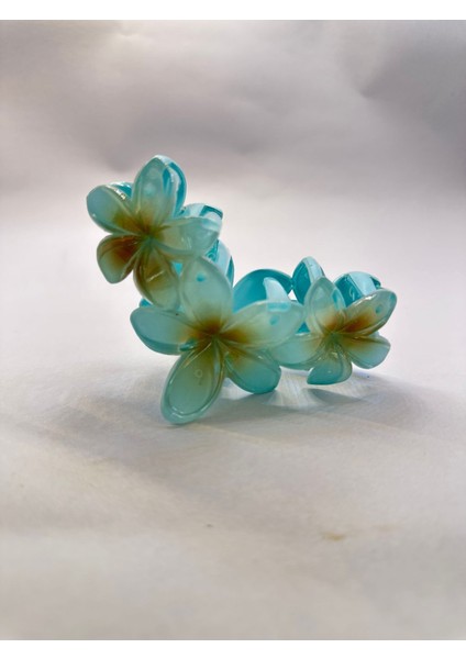 1 Adet 3lü Turkuaz Renk 12 cm Lotus Çiçeği Toka