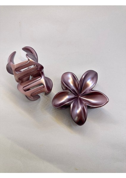Tekli Koyu Mor Renk Sedefli 8 cm Lotus Çiçeği Mandal Toka