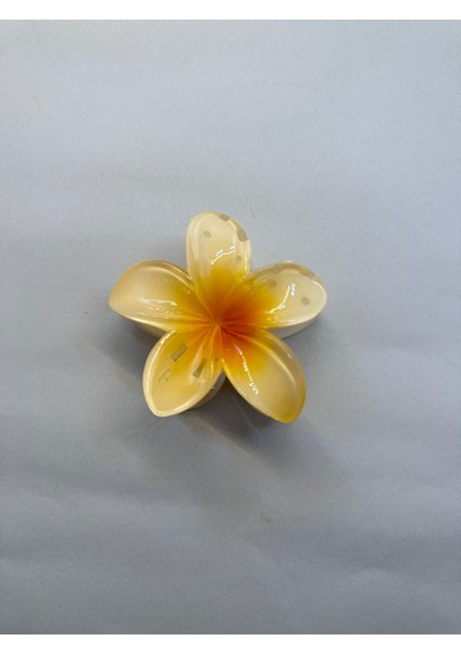 Tekli, Açık Sarı Renk 8 cm Lotus Çiçeği Mandal Toka