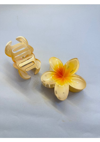 Tekli, Açık Sarı Renk 8 cm Lotus Çiçeği Mandal Toka modelleri