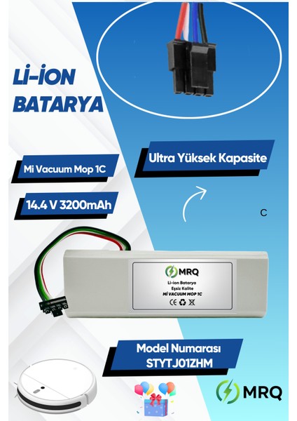 Xiaomi Mi Vacuum Mop 1c Uyumlu Robot Süpürge Bataryası (Ultra Yüksek Kapasite) 3200MAH Batarya