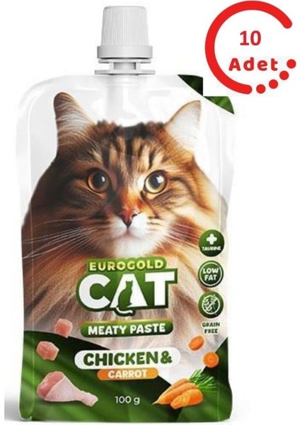 Kedi Et Ezme Ödülü Tavuk Havuç 100 gr x 10 Adet