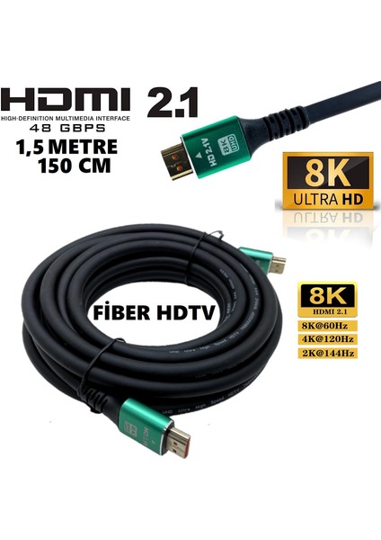 8k Fiber Ethernet HDMi Kablo Tv Pc Ps5 Ps4 Ps3 Xbox Uydu V2.1