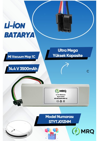 Xiaomi Mi Vacuum Mop 1c Uyumlu Robot Süpürge Bataryası (Ultra Mega Yüksek Kapasite) 3500MAH Batarya