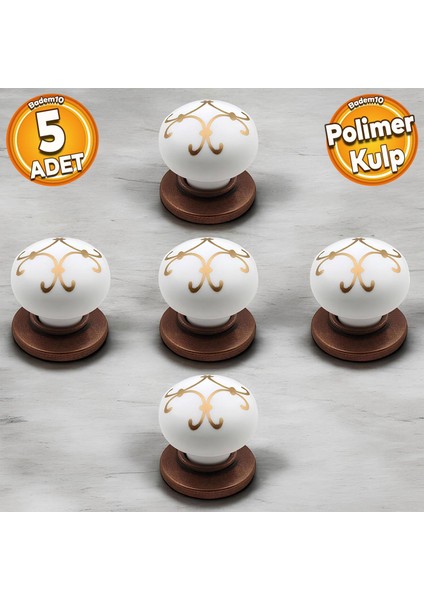 Eymen Polimer Düğme Kulp Yıldız Antik Bakır Mobilya Mutfak Çekmece Dolap Kulbu 5 Adet