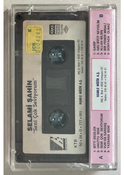 Selami Şahin Seni Çok Seviyorum Kaset (Orjnal Dönem 1999 Hamle Müzik Kağıt Baskı Kaset)